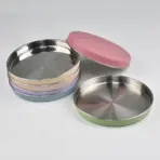 Big Baby Feeding Plate Silicone Stainless Steel Boy Girl Tableware Cute Plain