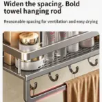 No Drill Suction Cup Suction Bathroom Rack Bathroom Shelf Toilet Space Aluminum Hanging Rack Bathroom Organizer Hang On The Wall - Image 2