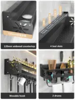 Kitchen Organizer Shelf Wall-mounted Spice Storage Rack Kitchen Knife Holder Wall Seasoning Chopstick Spoon Shovel Storage Sheif - Image 5