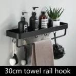 Bathroom Shelf No Drill Organizer Shower Storage Rack Black Corner Shelves Wall Mounted Aluminum Toilet Shampoo Holder - Image 8