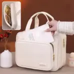 New PU Leather Hanging Cosmetic Bag For Women Portable Storage Makeup Organizer Large Capacity Travel Toiletry Storage Bags - Image 5
