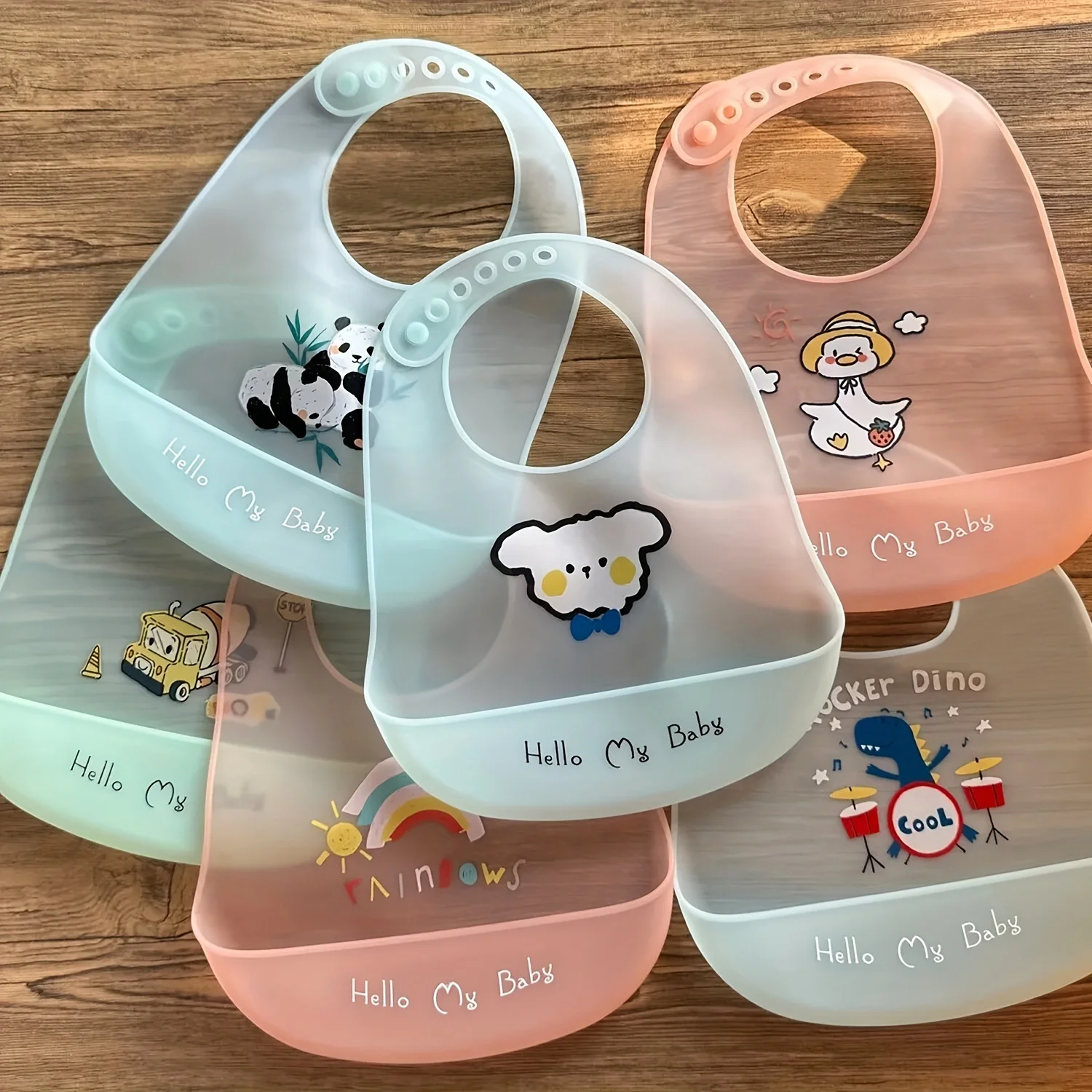 S2ae1a84bacc94d0ba6f0d65949274ffar.webp Waterproof Baby Bibs Baby Stuff Cute Cartoon Animal Printed Kids Bib Girl Boy Adjustable Soft Silicone Bib Baby Feeding Stuff - Image 1