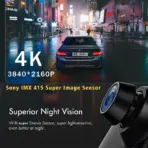 10"  Dash Cam 4K 3840*2160P Car Dvr Carplay Android Auto GPS 5G WIFI AUX Stream RearView Mirror Dashcam Camera Drive Recorder FM - Image 3