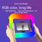 New Handheld RGB Full Color Rechargeable Video Light, Portable Mobile Phone Live Broadcast, Photography Selfie Ring Fill Light - Image 2