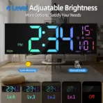 16.2'' Large Digital Wall Clock with Remote Control Big LED/Dual Alarm/8 RGB Colors Digital Alarm Clock Electronic Watch - Image 4