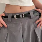Minimalist Style Belts for Woman Simple Solid Color Versatile Belts Silver Color Plating Metal Buckle Fashionable Belts - Image 3