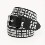 2026 New Square Bead Rivet Belt Metal Pyramid Belt Men and Women Punk Hardware Jeans Belt Y2K Belt Designer Belt Women's Belts