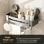Suction Cup Shower Corner Shelf – Wall Mounted No-Drill Organizer for Shampoo Bottles, Bathroom Storage Rack - Image 11