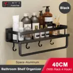 Punch-Free Bathroom Rack Bathroom Shelf Toilet Space Aluminum No Drill Hanging Rack Bathroom Organizer Hang On the Wall - Image 11