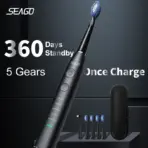 Seago Electric Toothbrush USB Rechargeable Adult 360 Days Long Battery Life IPX7 4 Replacement Heads Travel Box  SG-575