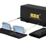 HBK Retro Rimless Sunglasses For Women Men Small Square Gold Frame Brand Design Tea Shades Rectangle UV400 Zonnebril Eyewear - Image 7
