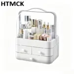 1pc Cosmetics Storage Box, Dust‑Proof Desktop Makeup Organizer with Drawer for Skin Care Products Household Vanity Storage