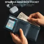 Men's Wallet with Zipper Coin Purse Automatic Pop-up Metal Credit Card Holder Minimalist RFID Blocking Business Card Wallet Idea