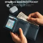 Men's Wallet with Zipper Coin Purse Automatic Pop-up Metal Credit Card Holder Minimalist RFID Blocking Business Card Wallet Idea