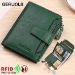 RFID Anti-Theft Brush New Three Fold Multi Fold Genuine Leather Cowhide Wallet Multifunctional anti Tamper Magnetic Card Bag Sho