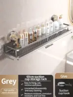 No Drill Suction Cup Suction Bathroom Rack Bathroom Shelf Toilet Space Aluminum Hanging Rack Bathroom Organizer Hang On The Wall - Image 13