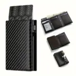 Men's Wallet with Zipper Coin Purse Automatic Pop-up Metal Credit Card Holder Minimalist RFID Blocking Business Card Wallet Idea - Image 3