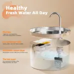 ZYFeeder 2.2L Automatic Water Fountain Stainless Steel Pet Water Feeder Cat/Dog Drink Bowl Water Dispenser Silent With Window - Image 5