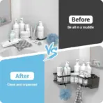 No Drilling Triangle Corner Shelf, Adhesive Wall Mounted Storage Rack for Bathroom and Kitchen – Space Saving - Image 5