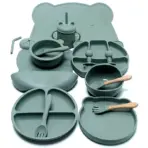 16pcs Dinner Plate Set Silicone Children's Tableware Set Baby Complementary Suction Cup Bowl Spoon Mother and Baby - Image 6