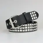 2026 New Square Bead Rivet Belt Metal Pyramid Belt Men and Women Punk Hardware Jeans Belt Y2K Belt Designer Belt Women's Belts - Image 2