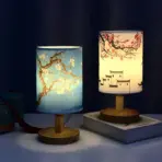 LED Square Decoration Table Lamps Simple Chinese Style Dimmable EU Plug Night Light Fabric Lampshade Bedroom Bedside Lights - Image 2