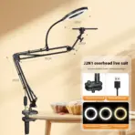Ring Light with Stand and Phone Holder USB Ring Light with Clamp Overhead Camera Selfie Flexible Desk Tripod for Photography - Image 8