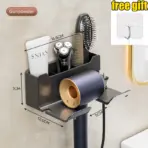 Hair Dryer Holder Wall Mounted Wall Dryer Cradle White Black Grey Hairdryer Blow Dryer Organizer for Bathroom Bathroom Shelves - Image 8