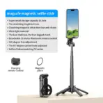 Magnetic Phone Holder 360° Rotation Pocket Selfie Stick With Bluetooth Remote Adjustable Desktop Stand for Live Streaming - Image 7