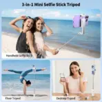 Mini Wireless Bluetooth Selfie Stick Tripod with Remote Extendable Tripod, Phone Holder for Travel/Vlog/Live Streaming - Image 5