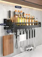 Kitchen Organizer Shelf Wall-mounted Spice Storage Rack Kitchen Knife Holder Wall Seasoning Chopstick Spoon Shovel Storage Sheif - Image 10