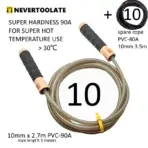 SUPER HARD PVC HARDNESS 90A for above temperature 30℃ 86°F 10mm 450 grams heavy wood handle jump skip rope with ball bearing - Image 7