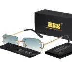HBK Retro Rimless Sunglasses For Women Men Small Square Gold Frame Brand Design Tea Shades Rectangle UV400 Zonnebril Eyewear - Image 14