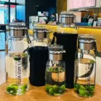 1500ML/2000ML large capacity high borosilicate glass water bottle transparent milk juice cup outdoor portable thermos cup - Image 3