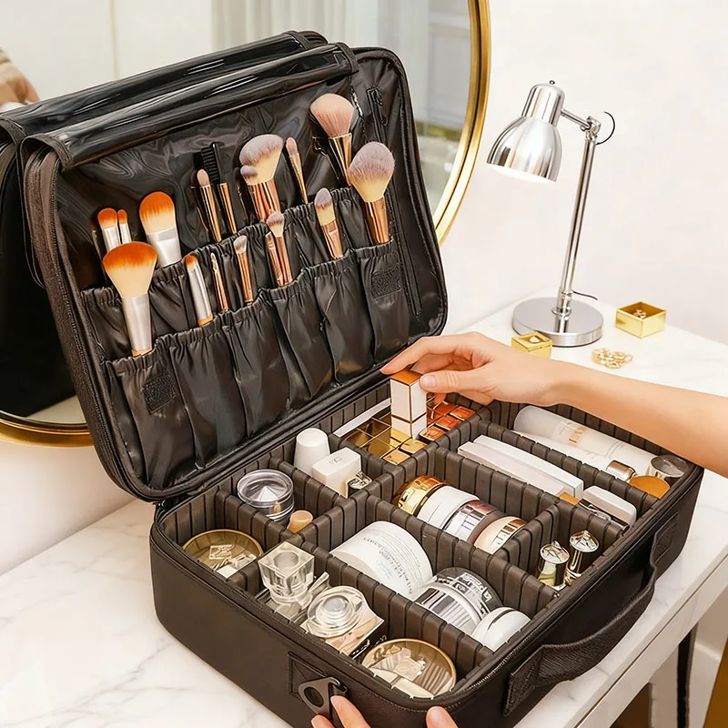 S47c7b6fe9c3a47808d40b682d953de4ap.webp New Oxford Makeup Bag For Women Professional Large Capacity Travel Cosmetic Case Waterproof Manicure Makeup Toolbox - Image 1