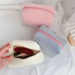 Cute Fur Makeup Bag for Women Zipper Large Solid Color Cosmetic Bag Travel Make Up Toiletry Bag Washing Pouch Plush Pen Pouch - Image 6