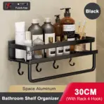 Punch-Free Bathroom Rack Bathroom Shelf Toilet Space Aluminum No Drill Hanging Rack Bathroom Organizer Hang On the Wall - Image 9