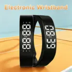 LED Digital Alarm Clock Watch Adjustable Snooze-proof Alarm Bracelet with Running Pedometer Waterproof Vibrating Alarm HT30 - Image 2