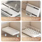 Under Cabinet Sliding Pots and Pans Organizer - Pull Out Kitchen Storage Tray with 8 Adjustable Dividers for Lids and Cookware - Image 6