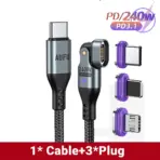 AUFU 16pin 180 Rotate Magnetic Cable 240W Fast Charging Micro USB Type C Cable For iPhone Xiaomi Samsung Magnet USB Phone Cable - Image 15
