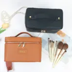 Customized Name PU Leather Cosmetic Bag with Zoned Storage and Large Capacity Toiletry Bag for Autumn and Winter New Products - Image 2