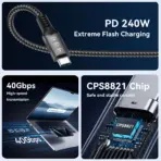 8K USB4 Type C Cable 40Gbps 240W PD3.1 QC4.0 For Samung Thunderbolt 4 Fast Charging Cable Thunderbolt3 USB C to C Data Transfer - Image 5