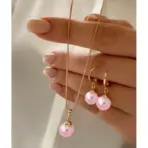 LATS 3 Pcs/Set Round Pearl Pendant Necklace For Women Exquisite Fashion Rhinestone Double  Earring Wedding Jewelry Set Gift - Image 9