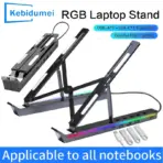 KEBIDUMEI Foldable Laptop Stand 4IN1 USB RGB Stand Portable Notebook Bracket Support Base Aluminum Alloy Holder For Macbook PC