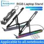 KEBIDUMEI Foldable Laptop Stand 4IN1 USB RGB Stand Portable Notebook Bracket Support Base Aluminum Alloy Holder For Macbook PC