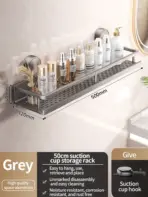 No Drill Suction Cup Suction Bathroom Rack Bathroom Shelf Toilet Space Aluminum Hanging Rack Bathroom Organizer Hang On The Wall - Image 14