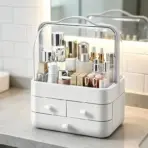 1pc Cosmetics Storage Box, Dust‑Proof Desktop Makeup Organizer with Drawer for Skin Care Products Household Vanity Storage - Image 5