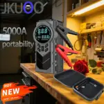 Compact 12V 2-in-1 Car Jump Starter & Tire Inflator - JKUOO 150PSI Inflation, -40°C Resistant, LED Light USB Ports