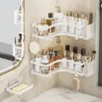 No Drilling Triangle Corner Shelf, Adhesive Wall Mounted Storage Rack for Bathroom and Kitchen – Space Saving - Image 2