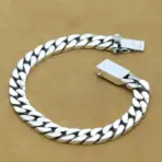 100% S925 Sterling Silver Bracelet 8MM Punk S925 Silver Jewelry Never Fade Carry certificate Men Women Jewelry Gifts - Image 4